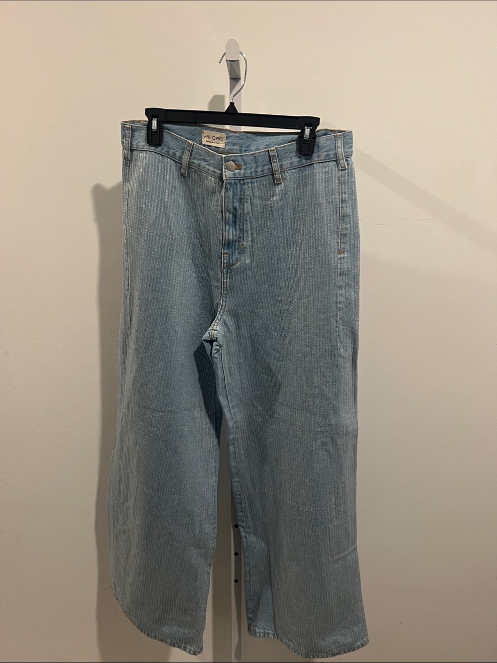 Pilcro Sequin Skater High-Rise Wide-Leg Jeans  Size 31 waist 18’ Inseam 31’ - Picture 4 of 5